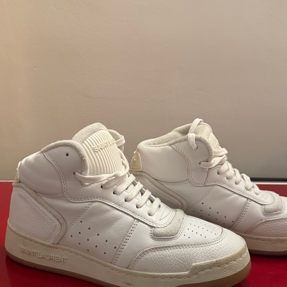 Saint Laurent White Lace-Up High-Tops - Picture 5 of 5